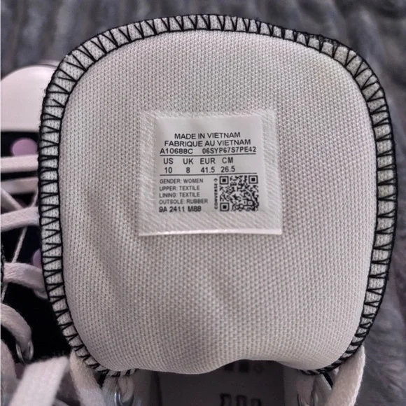 Black & Pink Polka Dot Lift Converse All-Star High Top Sneakers A10688C - Picture 9 of 13